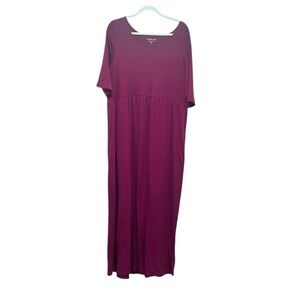 Coldwater Creek fushia short sleeve cotton maxi dress size 1X